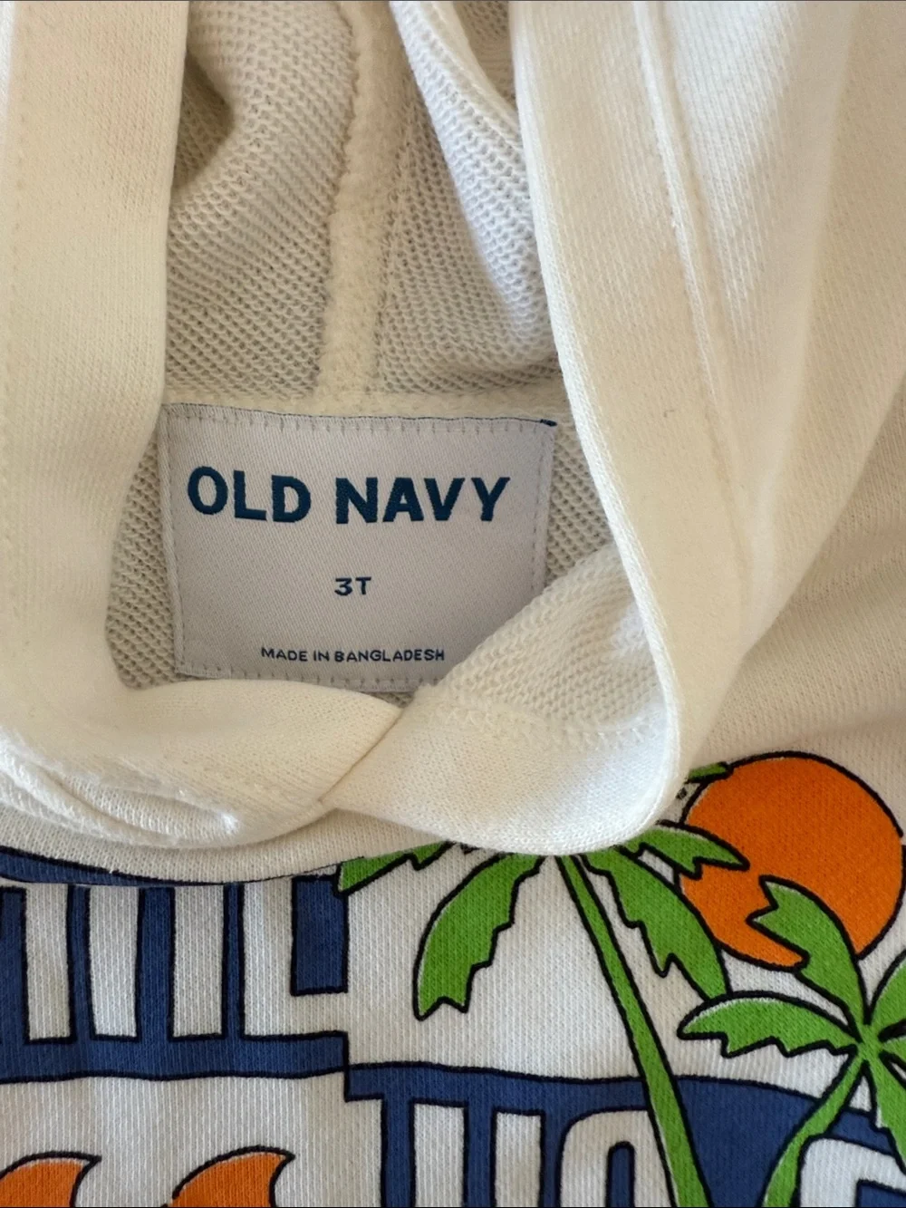 Great Bundle of Old Navy White & Orange Ombre Lightweight Hoodie with Palm Tree
